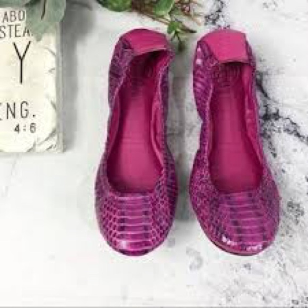Tory Burch Eddie Ballet flat pink python emboss